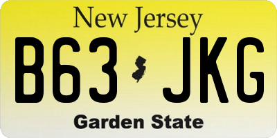 NJ license plate B63JKG