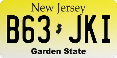 NJ license plate B63JKI