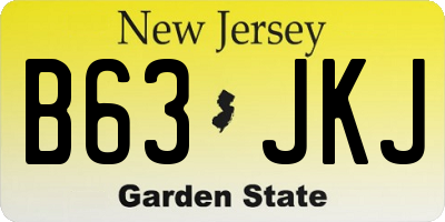 NJ license plate B63JKJ