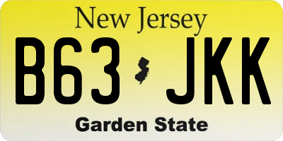 NJ license plate B63JKK
