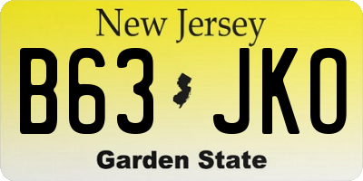 NJ license plate B63JKO
