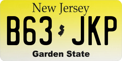 NJ license plate B63JKP