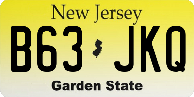 NJ license plate B63JKQ