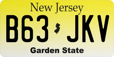 NJ license plate B63JKV