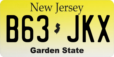 NJ license plate B63JKX