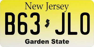 NJ license plate B63JLO