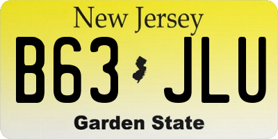 NJ license plate B63JLU