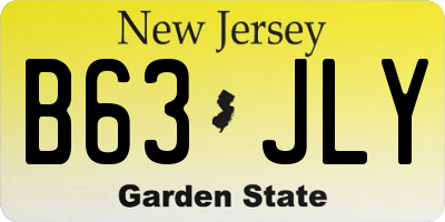NJ license plate B63JLY