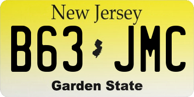 NJ license plate B63JMC