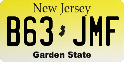 NJ license plate B63JMF