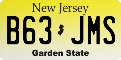 NJ license plate B63JMS