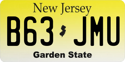 NJ license plate B63JMU