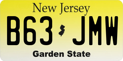 NJ license plate B63JMW