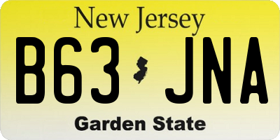 NJ license plate B63JNA