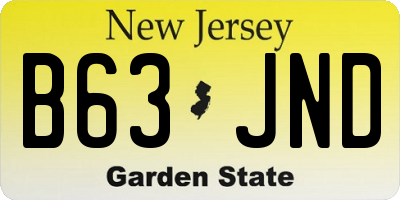 NJ license plate B63JND