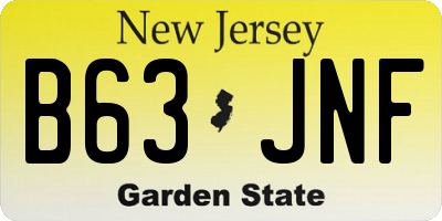 NJ license plate B63JNF