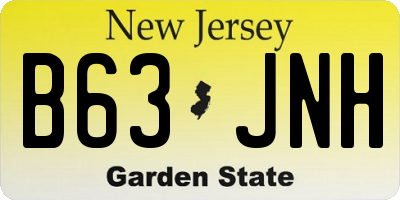 NJ license plate B63JNH