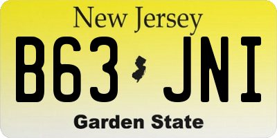 NJ license plate B63JNI