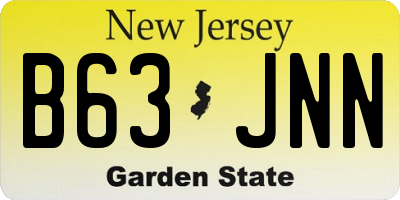 NJ license plate B63JNN