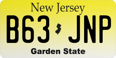 NJ license plate B63JNP