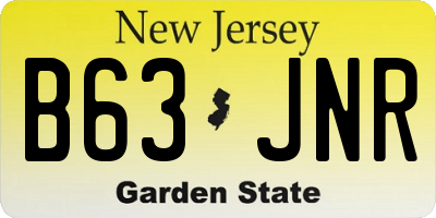 NJ license plate B63JNR