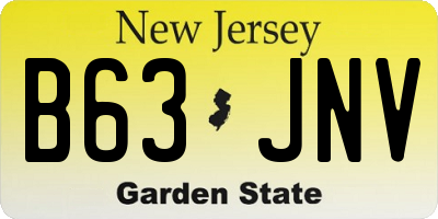 NJ license plate B63JNV