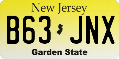 NJ license plate B63JNX
