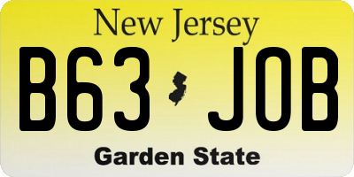 NJ license plate B63JOB