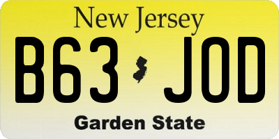 NJ license plate B63JOD