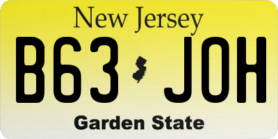 NJ license plate B63JOH
