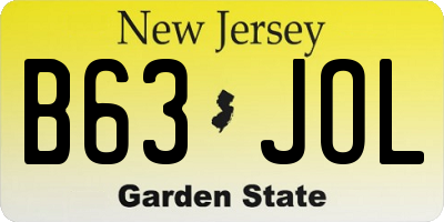 NJ license plate B63JOL
