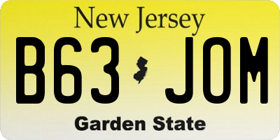 NJ license plate B63JOM