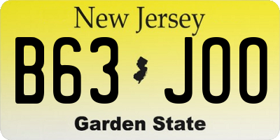 NJ license plate B63JOO