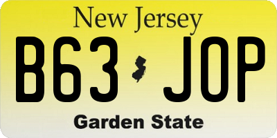 NJ license plate B63JOP