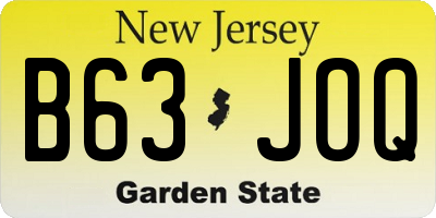 NJ license plate B63JOQ