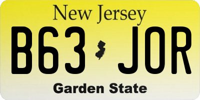 NJ license plate B63JOR