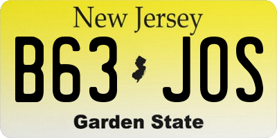 NJ license plate B63JOS