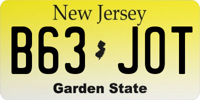 NJ license plate B63JOT