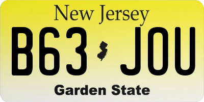 NJ license plate B63JOU