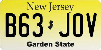 NJ license plate B63JOV