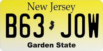 NJ license plate B63JOW