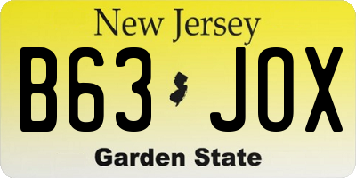 NJ license plate B63JOX