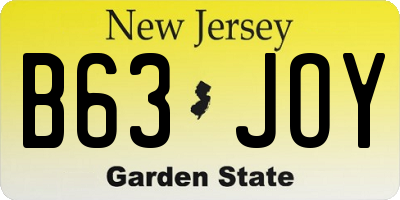 NJ license plate B63JOY