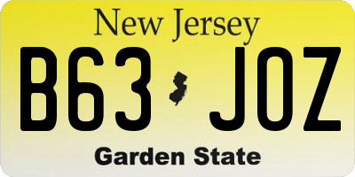 NJ license plate B63JOZ