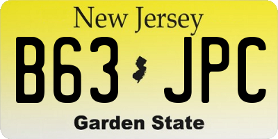 NJ license plate B63JPC
