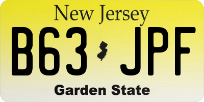 NJ license plate B63JPF