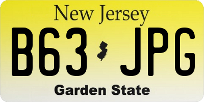 NJ license plate B63JPG