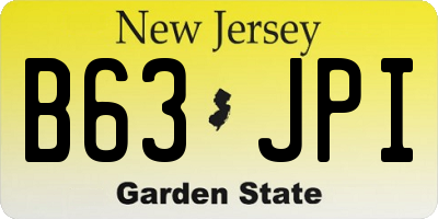 NJ license plate B63JPI