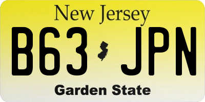 NJ license plate B63JPN