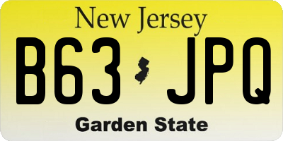 NJ license plate B63JPQ